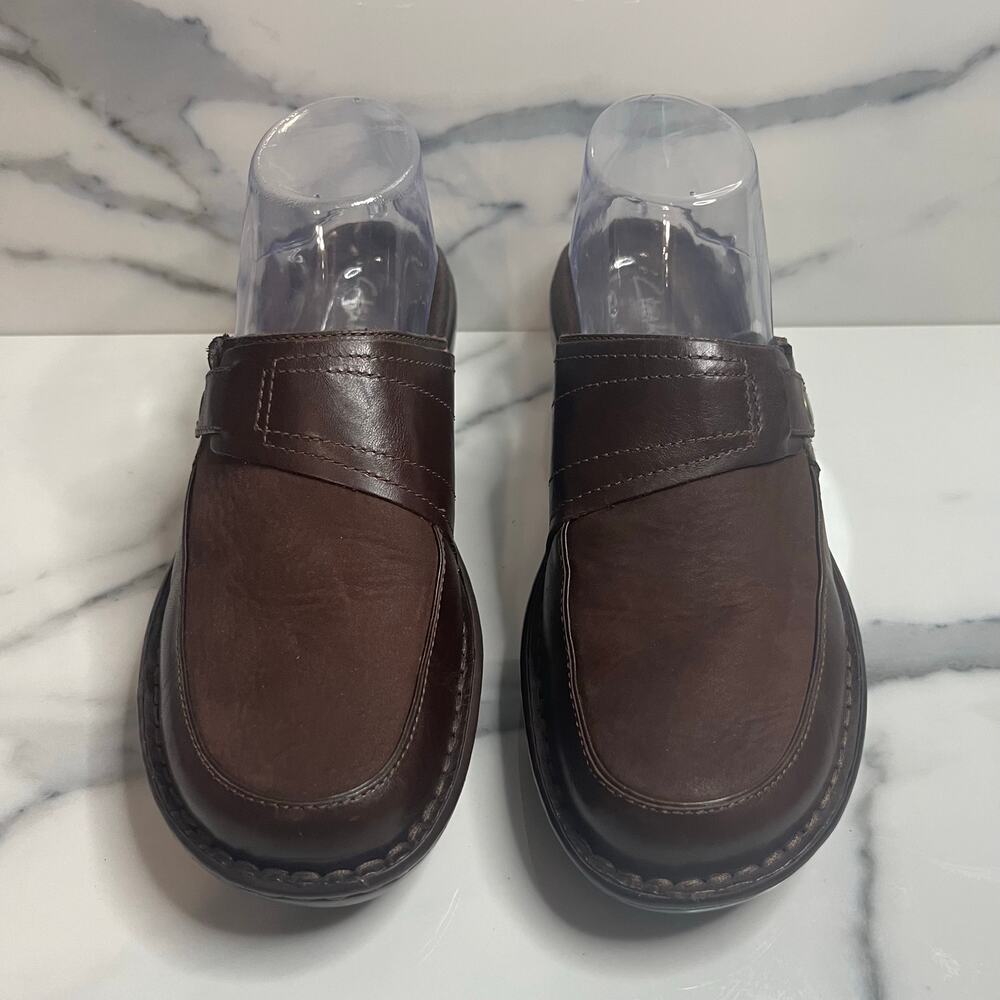 Clarks Women's Brown Leather Comfort Slides Clogs Sz 7.5 Casual Outdoors Boho - Picture 2 of 5